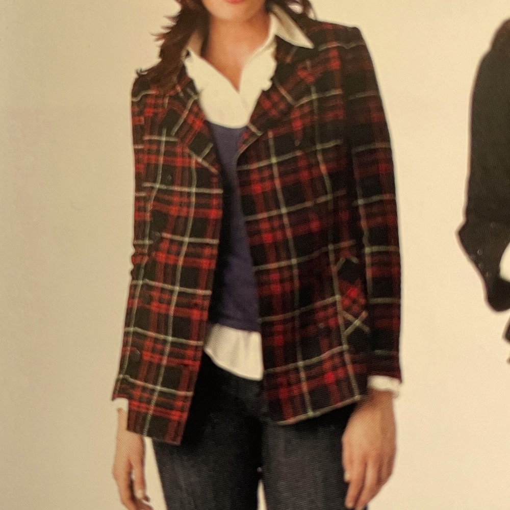 Cabi Manhattan Tartan Plaid Pea Coat, Size 6, EUC